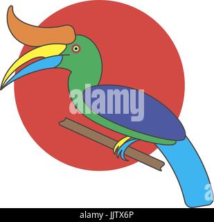 Statue d'oiseau. Vector cartoon oiseaux tropicaux faite dans un style plat. Isolé sur fond blanc. Illustration de Vecteur