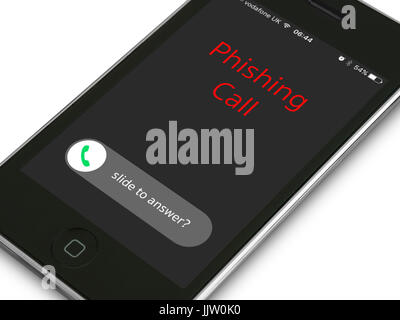 Concept Image - Phishing sur appel entrant de l'écran du téléphone mobile iPhone Banque D'Images