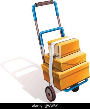 Chariot sur roues pour le transport de bagages Illustration de Vecteur