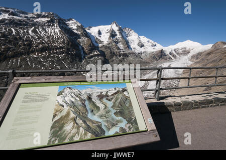 L'Autriche, Haut Tauern, Route du Grossglockner, Nationalpark Hohe Tauern, les visiteurs avec glacier Pasterze Banque D'Images