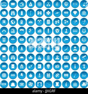 100 jeux adultes icons set blue Illustration de Vecteur