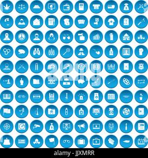 100 Infraction pénale icons set blue Illustration de Vecteur