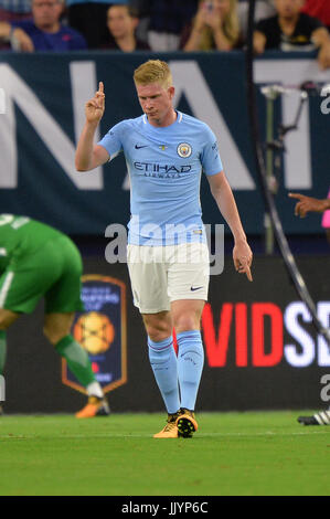 20 juillet 2017 - Le milieu de terrain de Manchester City Kevin De Bruyne (17) au cours de l'International Champions Cup match entre Manchester United et Manchester City à NRG Stadium à Houston, Texas. Chris Brown/CSM Banque D'Images