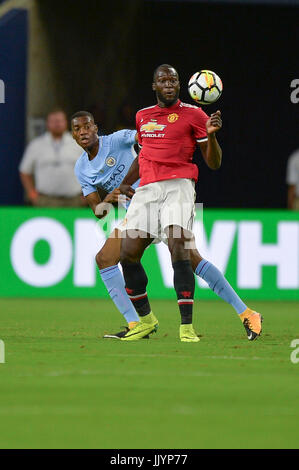 20 juillet 2017 - Manchester United Manchester City batailles pour la balle durant le match de la Coupe des Champions internationaux entre Manchester United et Manchester City à NRG Stadium à Houston, Texas. Chris Brown/CSM Banque D'Images