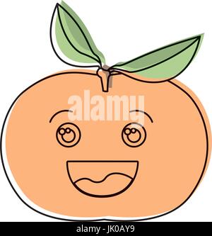 Fond blanc avec l'aquarelle silhouette de smiling cartoon fruits mandarine Illustration de Vecteur