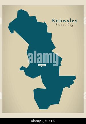 Carte moderne - district de Knowsley Merseyside UK Angleterre Illustration de Vecteur