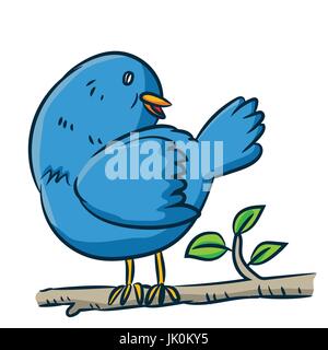 Cartoon coloré un oiseau sur une branche d'arbre sur fond blanc - clipart Vector illustration Illustration de Vecteur