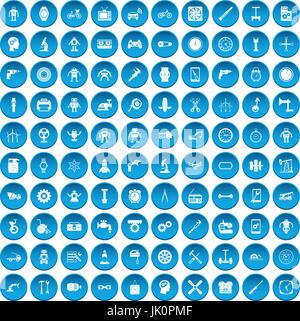 Pignon 100 icons set blue Illustration de Vecteur