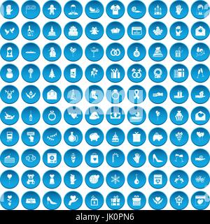 100 icons set cadeau blue Illustration de Vecteur