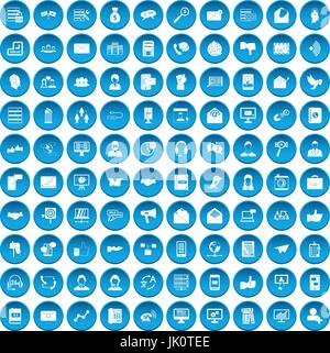 Interaction 100 icons set blue Illustration de Vecteur