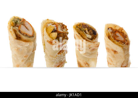 Rouleaux de différentes saveurs Paratha Placez Banque D'Images