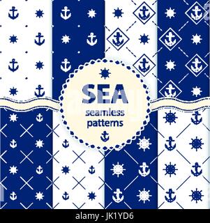 Différents modèles de vague 10 seamless Vector illustration pour abstraite aqua design. Texture sans fin peut être utilisé pour l'arrière-plan de la page web, remplit, surface. Illustration de Vecteur