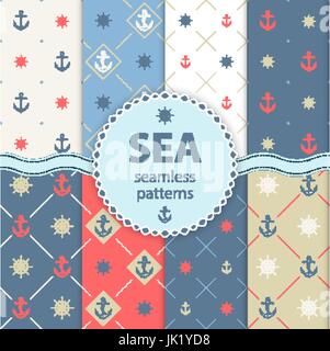 Différents modèles de vague 10 seamless Vector illustration pour abstraite aqua design. Texture sans fin peut être utilisé pour l'arrière-plan de la page web, remplit, surface. Illustration de Vecteur