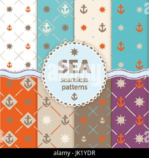 Différents modèles de vague 10 seamless Vector illustration pour abstraite aqua design. Texture sans fin peut être utilisé pour l'arrière-plan de la page web, remplit, surface. Illustration de Vecteur