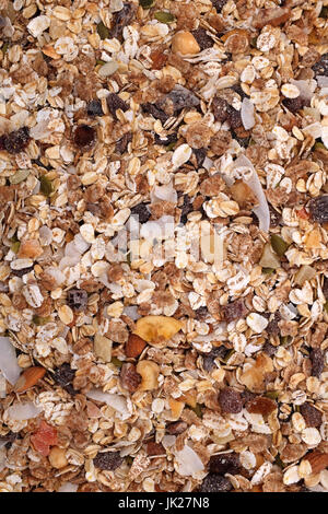 Céréales muesli aux fruits, graines et noix - comme une texture de fond abstrait Banque D'Images