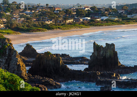 Les roches de la cathédrale et de la plage à Kiama Downs, New South Wales, Australie Banque D'Images