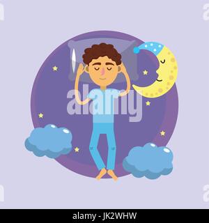 L'homme dormir et prendre une bonne nuit Illustration de Vecteur