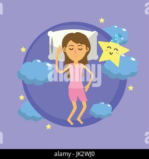 Femme dormir et prendre une bonne nuit Illustration de Vecteur