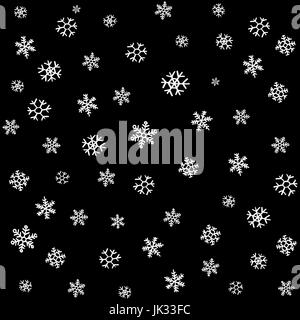 Des chutes de neige ou de ciel de nuit avec des étoiles vector pattern transparente. Dessiné à la main en noir et blanc ou spray texture monochrome splash. Points blancs sur tableau Illustration de Vecteur