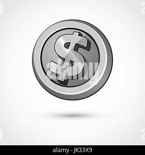 Pièce conceptuelle argent isolé sur fond blanc Illustration de Vecteur