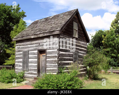 La cabine de barbe était la première maison construite à Shawnee Oklahoma en 1892. Banque D'Images