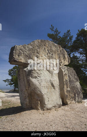 La Lettonie, l'ouest de la Lettonie, Kurzeme Région, Cape Most na Soči, Kolkasrags, Most na Soči, Slitere National Park, signalisation Banque D'Images