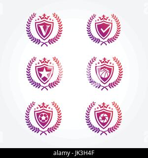 Symbole de protection avec couronne de laurier Design Collections set Illustration de Vecteur