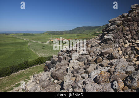 L'Italie, la Sardaigne, la région de Marmilla, Barumini, Nuraghe Su Nuraxi, Site du patrimoine mondial de l'Unesco du 14 siècle BC city Banque D'Images