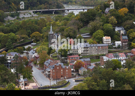 USA, West Virginia, Harpers Ferry, Parc historique national Harpers Ferry, high angle view from Beijing Rocks Banque D'Images