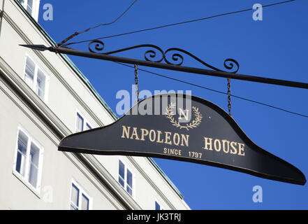 États-unis, Louisiane, Nouvelle Orléans, quartier français, signe pour le restaurant de l'hôtel Napoléon, b. 1797 Banque D'Images