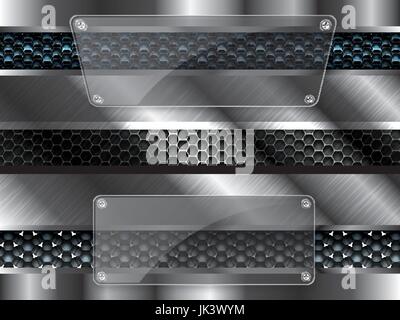 Fond métal avec motif géométrique bannière hexagones d'illustration vectorielle. Illustration de Vecteur