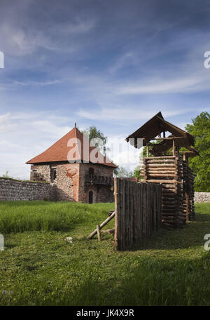 La Lituanie, Trakai, Parc national historique de Trakai, ruines de château Péninsule Banque D'Images