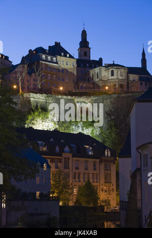 Luxembourg, Luxembourg Ville, Grund basse-ville, ville, détail, par l'Alzette, soir, Banque D'Images