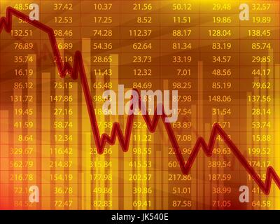 Business graph avec la flèche montrant une perte et crise crise financière à la bourse. Illustration de Vecteur