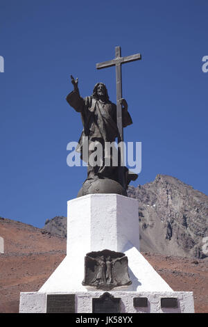 L'Argentine, la Province de Mendoza, Las Cuevas, Christo Redentor statue, el. 4000 mètres, frontière chilienne Banque D'Images