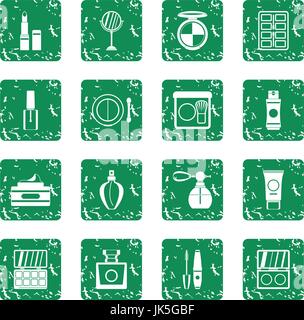 Les cosmétiques icons set grunge Illustration de Vecteur