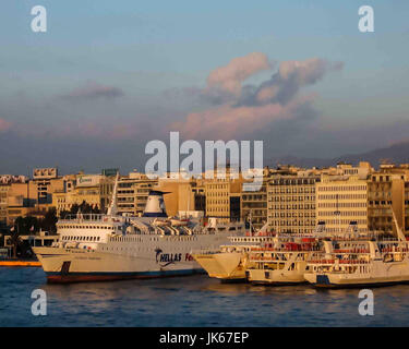 Le Pirée, Grèce. Sep 30, 2004. Le port très animé du Pirée au début de lumière du matin. Un important port international, et le principal port du Pirée en Grèce, est un favori cruise ship port d'appel. Credit : Arnold Drapkin/ZUMA/Alamy Fil Live News Banque D'Images