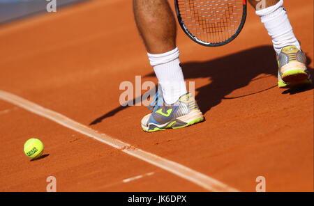 Umag, Croatie. 22 juillet, 2017. Une balle de tennis pendant la demi-finale match Dodig v Roublev au 28e ATP Umag Croatie Plava laguna au tournoi à la Goran Ivanisevic, stade ATP le 22 juillet 2017 à Umag. Credit : Andrea Spinelli/Alamy Live News Banque D'Images