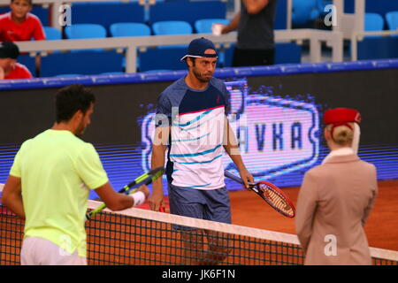 Umag, Croatie. 22 juillet, 2017. Paolo Lorenzi de l'Italie avant la demi-finale match Lorenzi v Giannessi au 28e ATP Umag Croatie Plava laguna au tournoi à la Goran Ivanisevic, stade ATP le 22 juillet 2017 à Umag. Credit : Andrea Spinelli/Alamy Live News Banque D'Images