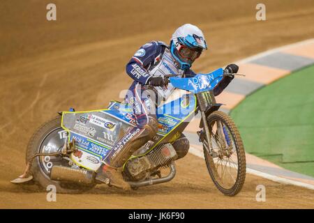 Cardiff, Wales, UK. 22 juillet, 2017. Josh Bates au cours de l'Adrian FIM Speedway Flux British Grand Prix au stade de la Principauté. Photo par : Mark Hawkins/Alamy Live News Banque D'Images