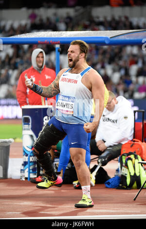 Aled Davies ramassé l'or avec un record du monde au lancer du poids lors du Para athlétisme championnats dans le stade de Londres Banque D'Images