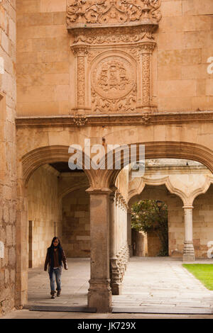 L'Espagne, Castilla y Leon Région, Province de Salamanque, Salamanque, l'Université de Salamanque, détail de le Patio de Escuelas Banque D'Images