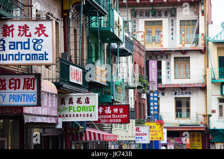 États-unis, Californie, San Francisco, Chinatown, le quartier chinois détails de construction Banque D'Images