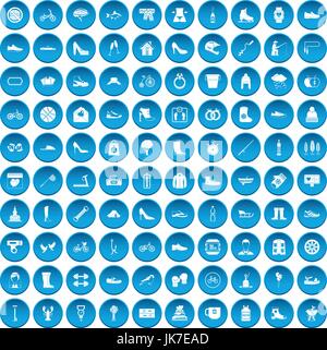 100 bleu chaussures icons set Illustration de Vecteur