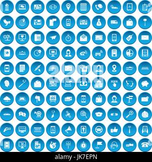 Smartphone 100 icons set blue Illustration de Vecteur