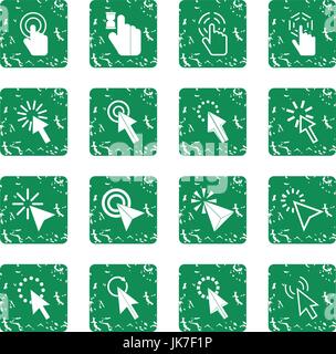 Pointeur de souris icons set grunge Illustration de Vecteur