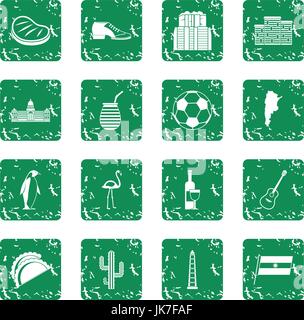 Articles de voyage Argentine icons set grunge Illustration de Vecteur