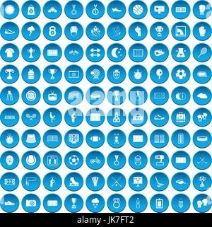 100 stadium icons set blue Illustration de Vecteur