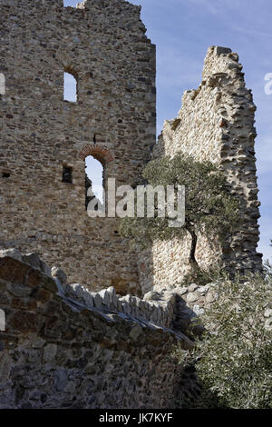 Ruines du château de Grimaud Banque D'Images