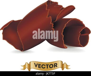 Copeaux de chocolat noir sur fond blanc. Illustration vecteur de style réaliste Illustration de Vecteur